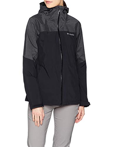 Columbia Evolution Valley II Chaqueta Impermeable, Mujer, Black, Charcoal Heather, M