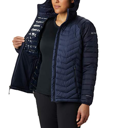 Columbia Powder Lite Chaqueta con Capucha para Mujer, Azul (Nocturnal, Dark Nocturnal), L
