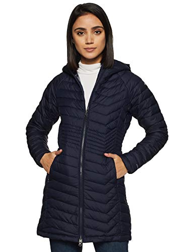 Columbia Powder Lite, Chaqueta de longitud media, Mujer, Azul oscuro (Dark Nocturnal) Talla M