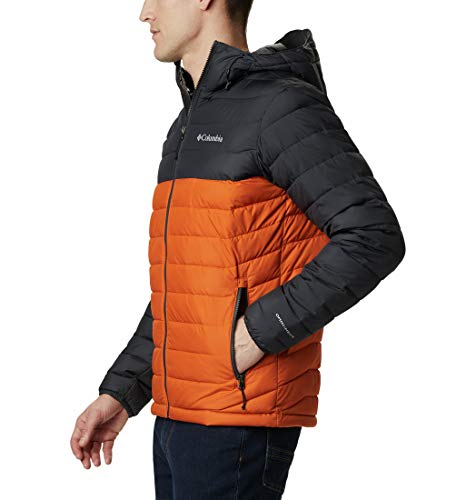 Columbia Powder Lite Chaqueta para Hombre, Naranja, Negro (Harvester, Shark), M