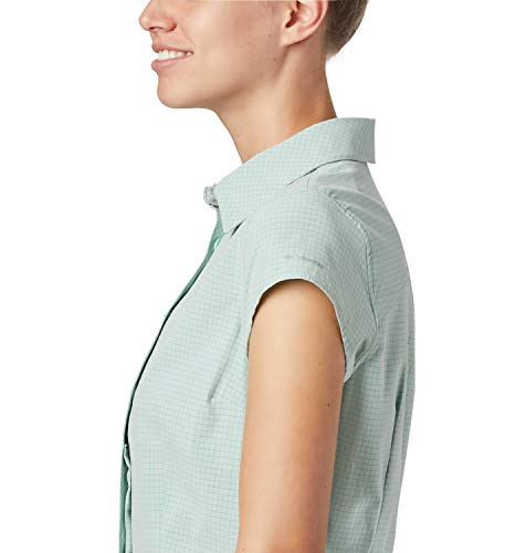 Columbia Saturday Trail II Camisa de Manga Corta Estampada, Mujer, Verde (New Mint End on End Grid), XL