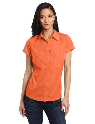 Columbia Silver Ridge Short Sleeve Shirt Camiseta de Senderismo Manga Corta, Mujer, Naranja (zing), XS