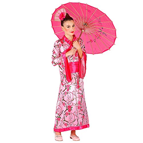 com-four® Kimono en Rosa - Vestido de Traje en Varios tamaños para niños Traje de Kimono con Vestido, cinturón y Accesorios para el Cabello