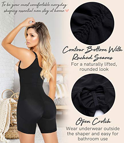 COMFREE Bodies Moldeadores Busto Abierto Faja Reductora Abdomen Body Reductor Sin Costuras Lencería Moldeadora Cómodo Cremallera Body Shaper Adelgazantes Elástico Shapewear para Mujer Negro XL