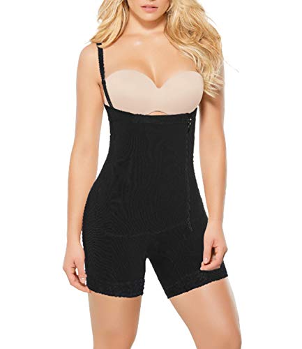 COMFREE Bodies Moldeadores Busto Abierto Faja Reductora Abdomen Body Reductor Sin Costuras Lencería Moldeadora Cómodo Cremallera Body Shaper Adelgazantes Elástico Shapewear para Mujer Negro XL
