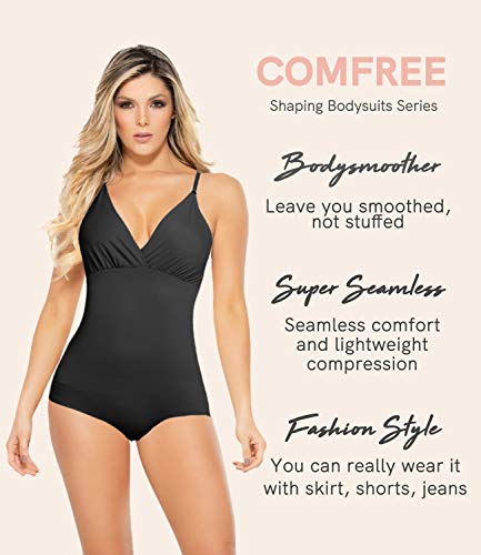 COMFREE Bodies Moldeadores para Mujer Control del Vientre Adelgazantes Bodysuit sin Costuras Pospartoria Negro S
