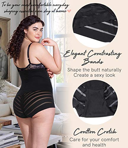 COMFREE Cintura Alta Braguita Moldeadora Sin Costuras Efecto Vientre Plano Adelgazante Bragas Levanta Gluteos Faja Pantalones Abdomen Reductora Braguita Mujer (Negro,L/ES 40-42)