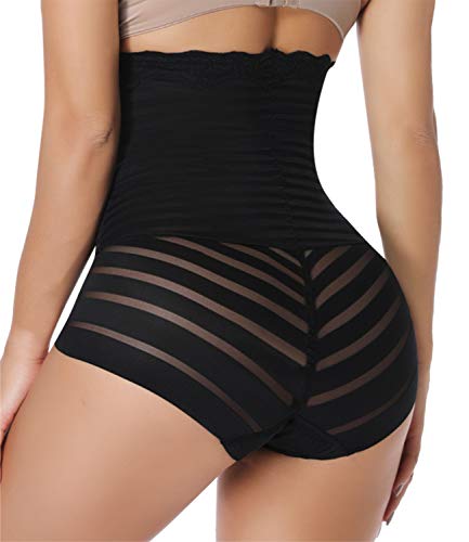 COMFREE Cintura Alta Braguita Moldeadora Sin Costuras Efecto Vientre Plano Adelgazante Bragas Levanta Gluteos Faja Pantalones Abdomen Reductora Braguita Mujer (Negro,L/ES 40-42)