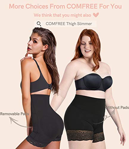 COMFREE Mujer Braguitas Moldeadoras Cintura Alta Reductora Pantalones Moldeadore Encaje Levanta Relleno Gluteos Push Up Reductoras Ropa Interior Negro S/ES 36