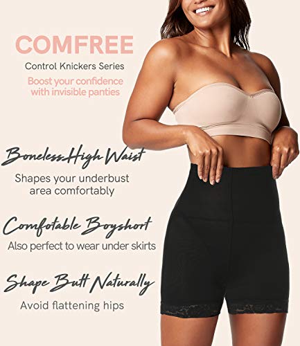 COMFREE Mujer Braguitas Moldeadoras Cintura Alta Reductora Pantalones Moldeadore Encaje Levanta Relleno Gluteos Push Up Reductoras Ropa Interior Negro S/ES 36
