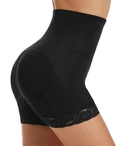 COMFREE Mujer Braguitas Moldeadoras Cintura Alta Reductora Pantalones Moldeadore Encaje Levanta Relleno Gluteos Push Up Reductoras Ropa Interior Negro S/ES 36