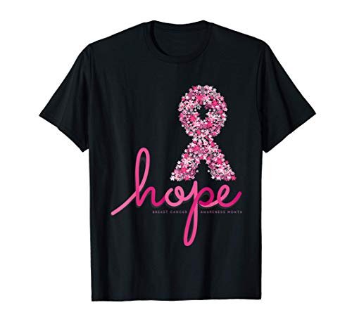 Concienciación sobre el cáncer de mama cinta rosa flor Camiseta