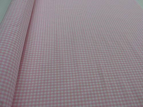 Confección Saymi Metraje 0,50 MTS Tejido Vichy, Cuadro pequeño 5x5 mm. Color Rosa Bebé, con Ancho 2,80 MTS.