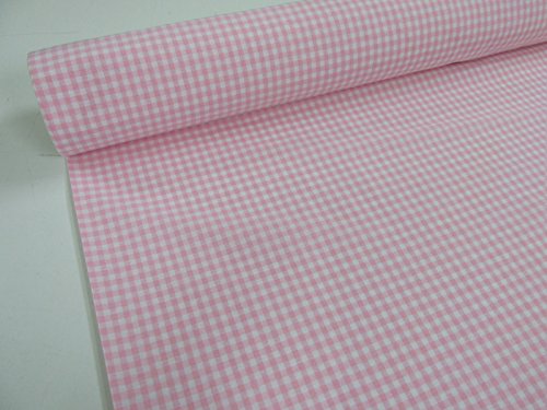Confección Saymi Metraje 0,50 MTS Tejido Vichy, Cuadro pequeño 5x5 mm. Color Rosa Bebé, con Ancho 2,80 MTS.