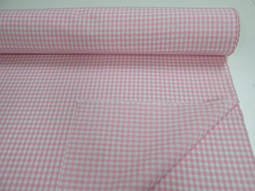 Confección Saymi Metraje 0,50 MTS Tejido Vichy, Cuadro pequeño 5x5 mm. Color Rosa Bebé, con Ancho 2,80 MTS.
