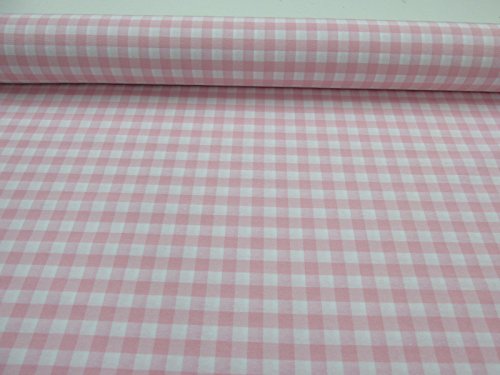 Confección Saymi Metraje 0,50 MTS Tejido Vichy Ref. Cuba Cuadro Medio 15x15 mm. Color Rosa Bebe, con Ancho 2,80 MTS.