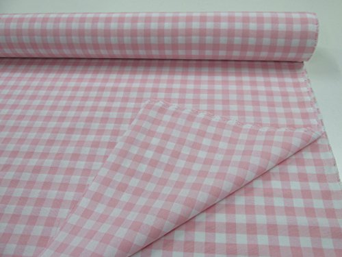 Confección Saymi Metraje 0,50 MTS Tejido Vichy Ref. Cuba Cuadro Medio 15x15 mm. Color Rosa Bebe, con Ancho 2,80 MTS.