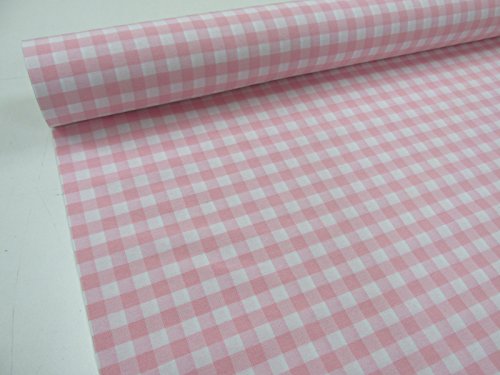 Confección Saymi Metraje 0,50 MTS Tejido Vichy Ref. Cuba Cuadro Medio 15x15 mm. Color Rosa Bebe, con Ancho 2,80 MTS.