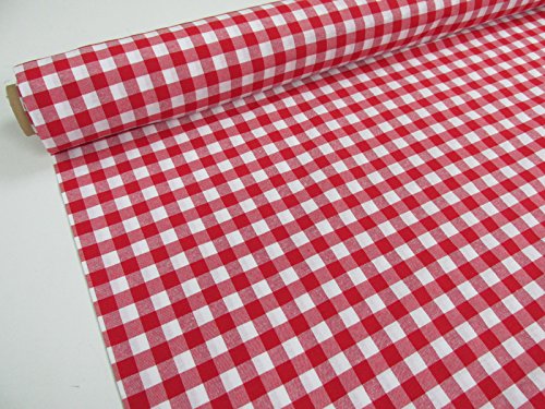 Confección Saymi Metraje 1,40 MTS Tejido Vichy Ref. Cuba Cuadro Medio 15x15 mm. Color Rojo, con Ancho 2,80 MTS.