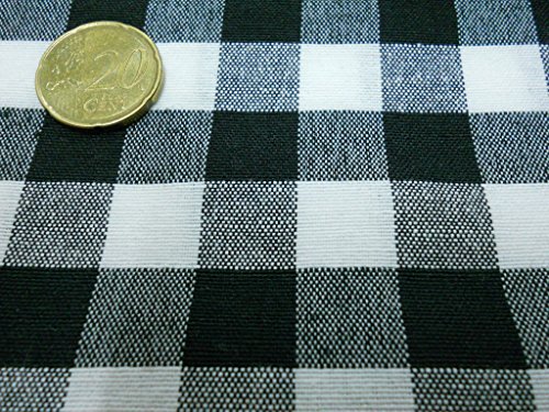 Confección Saymi Metraje 2,45 MTS Tejido Vichy Ref. Cuba Cuadro Medio 15x15 mm. Color Negro, con Ancho 2,80 MTS.