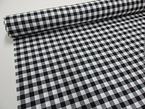 Confección Saymi Metraje 2,45 MTS Tejido Vichy Ref. Cuba Cuadro Medio 15x15 mm. Color Negro, con Ancho 2,80 MTS.
