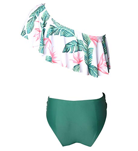 Conjunto Bikini Triangulo Bandeau Volantes Bikinis con Relleno Mujer Niña Bañador Push Up Dos Piezas Natacion Trajes de Baño Mujer Bañadores Señora Playa Trikini Biquini Chica Piscina Familia Verde S