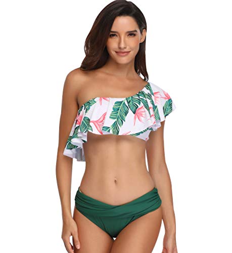 Conjunto Bikini Triangulo Bandeau Volantes Bikinis con Relleno Mujer Niña Bañador Push Up Dos Piezas Natacion Trajes de Baño Mujer Bañadores Señora Playa Trikini Biquini Chica Piscina Familia Verde S
