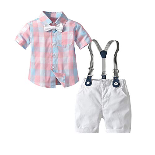 Conjunto de camiseta de manga corta y pantalones cortos para bebé, para bautizo, festivo, boda, 1 – 6 años Camisa y pantalones cortos. 1-2 Años