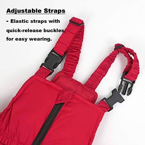 Conjunto de Esquí 2 Piezas Traje de Nieve - Chaqueta con Capucha + Pantalón de Esquí Niños Niñas Traje de Esquí Abrigos de Pluma Pantalones de Nieve de Babero Impermeable, Rojo 18-24 MESI