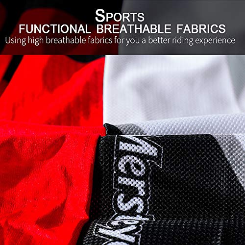 Conjunto de Manga Larga de Ciclismo Jersey Ropa de Bicicleta para Hombres Almohadilla de Gel 3D Absorbente de Sudor Transpirable Tejido de Secado rápido para Montar en otoño,L