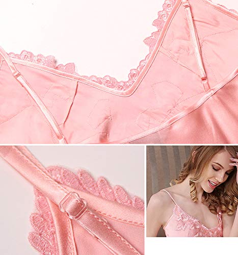 Conjunto De Pijama De Seda Homewear Sleepwear Tirantes De Seda con Tiras De Seda Ajustable del Cordón del V-Cuello De Hendidura Transpirable Resistente a La Luz con El Medio Ambiente