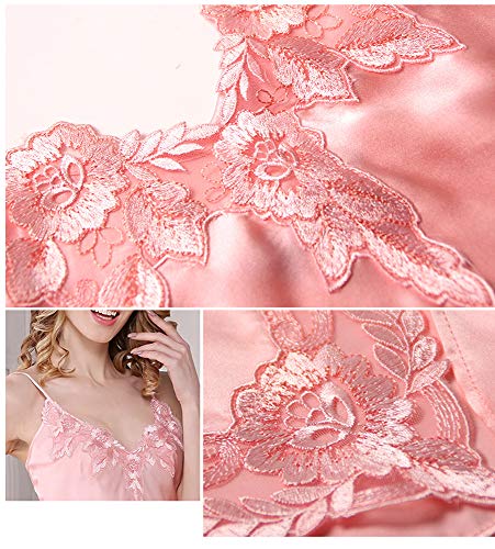Conjunto De Pijama De Seda Homewear Sleepwear Tirantes De Seda con Tiras De Seda Ajustable del Cordón del V-Cuello De Hendidura Transpirable Resistente a La Luz con El Medio Ambiente