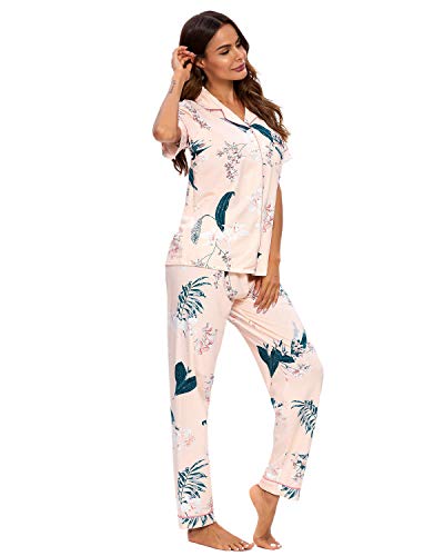 Conjunto De Pijamas para Mujer Ropa De Dormir con Botones Suaves Top Y Pantalones Cortos De 2 Piezas Ropa De Dormir para Mujer Pijamas para Mujer