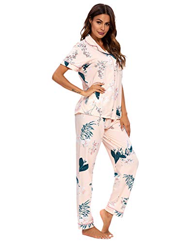 Conjunto De Pijamas para Mujer Ropa De Dormir con Botones Suaves Top Y Pantalones Cortos De 2 Piezas Ropa De Dormir para Mujer Pijamas para Mujer