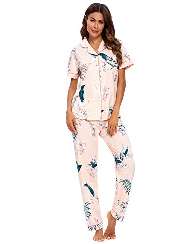 Conjunto De Pijamas para Mujer Ropa De Dormir con Botones Suaves Top Y Pantalones Cortos De 2 Piezas Ropa De Dormir para Mujer Pijamas para Mujer