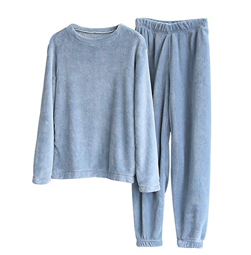 Conjunto Pijama con Capucha Mujer Polar Manga Larga Pijamas Polares Largos Mujer Tallas Grandes Homewear Set Pijama Felpa Dos Piezas Mujeres Talla Grande Largo Pijamas 2 Piezas Señora Oversize Azul M