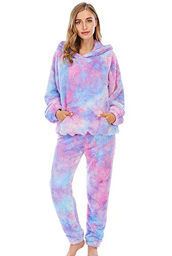 Conjunto Pijama Mujer Polar Tie Dye Manga Larga Pijamas Polares Largos Mujer Tallas Grandes Homewear Pijama Felpa Dos Piezas Mujeres Talla Grande Largo Traje Pijamas 2 Piezas Señora Ropa De Casa XXL