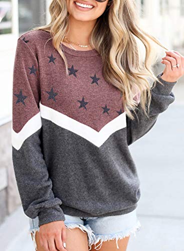 CORAFRITZ Sudadera de manga larga para mujer, estilo casual, con diseño de estrellas