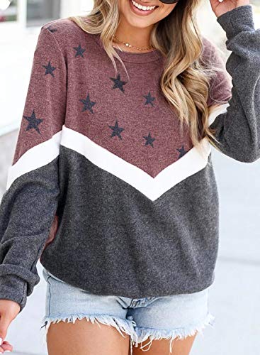 CORAFRITZ Sudadera de manga larga para mujer, estilo casual, con diseño de estrellas
