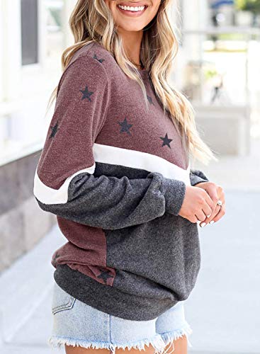 CORAFRITZ Sudadera de manga larga para mujer, estilo casual, con diseño de estrellas