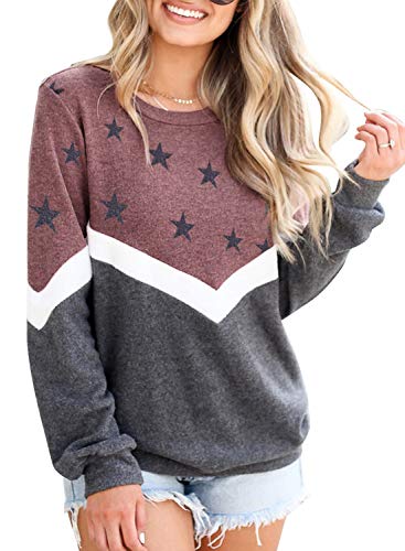 CORAFRITZ Sudadera de manga larga para mujer, estilo casual, con diseño de estrellas