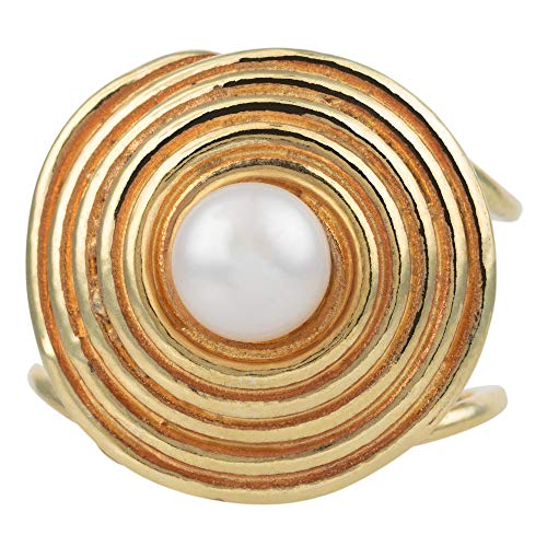 Córdoba Jewels | Anillos en Plata de Ley 925 bañada en Oro con diseño Circle Perla Gold