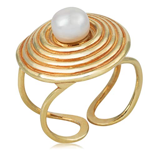Córdoba Jewels | Anillos en Plata de Ley 925 bañada en Oro con diseño Circle Perla Gold