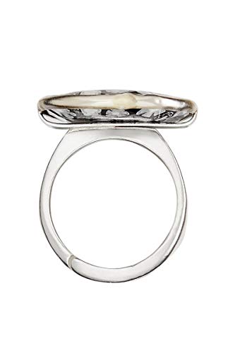 Córdoba Jewels | Sortija en Plata de Ley 925 con Murano con diseño Luxury Murano Onix Silver