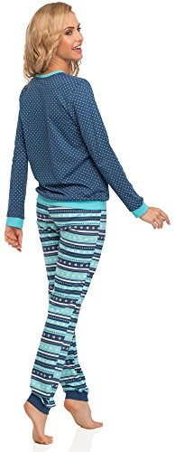 Cornette Pijama para Mujer 671 2016 (Jeans/Turquesa(Emily), L)