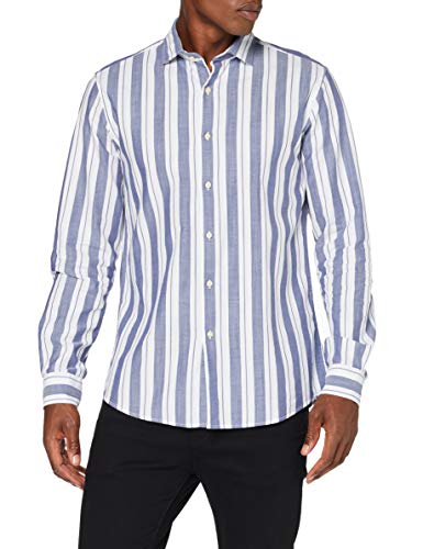 Cortefiel C6Bcc Traya Ancha Camisa Casual, Azul (Navy 10), Large (Tamaño del Fabricante: L) para Hombre