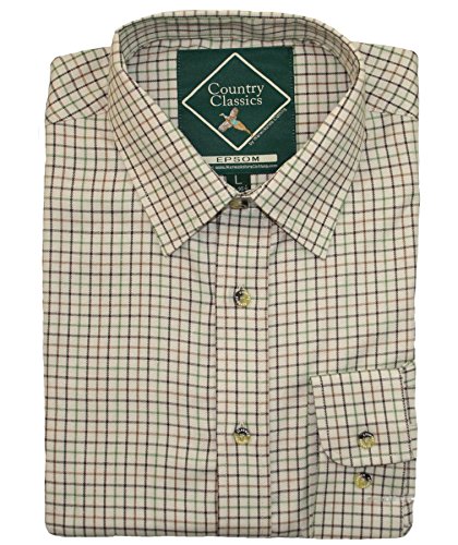 Country Classics - Camisa de cuadros de algodón grueso, para hombre, fácil cuidado, XXL, EPSOM-BROWN