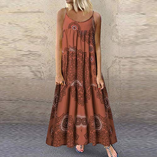 COZOCO Mujer Verano De Playa Vestido De Verano Vestido Verano Mujer Camiseta AlgodóN Casual Tallas Grandes Vestido De Tallas Grandes De Playa(Naranja,EU-46/CN-4XL)