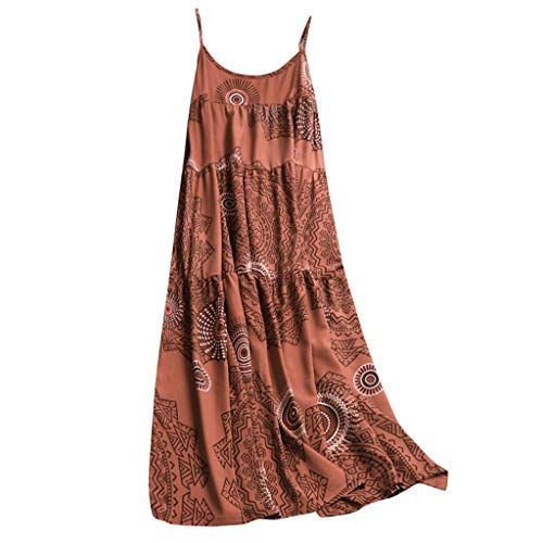COZOCO Mujer Verano De Playa Vestido De Verano Vestido Verano Mujer Camiseta AlgodóN Casual Tallas Grandes Vestido De Tallas Grandes De Playa(Naranja,EU-46/CN-4XL)