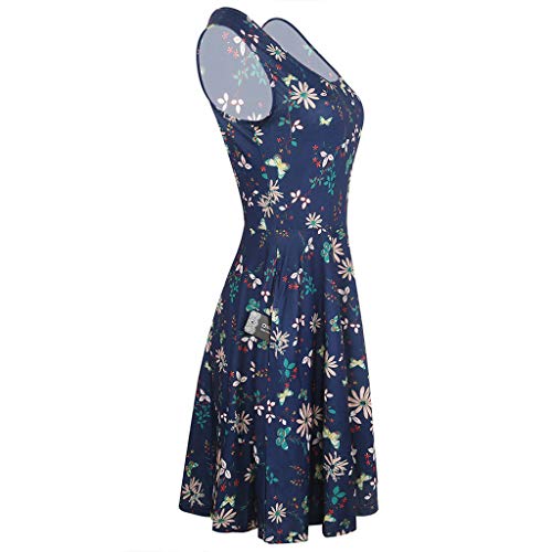 COZOCO Vestido de Hermosa Ola Punto Color sólido Elegante Retro impresionista Vestido de Cintura（Púrpura,XL